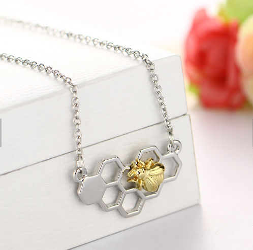 Honeycomb 2025 bee necklace