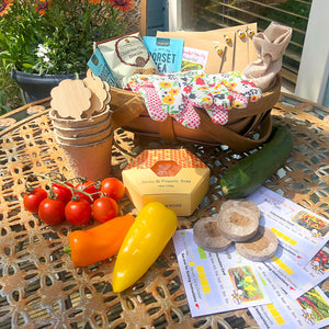Bee Bountiful gift set showing all items included in basket
