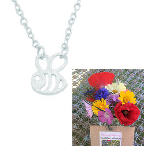 Cute Bee Necklace with 10g UK Wildflower seeds
