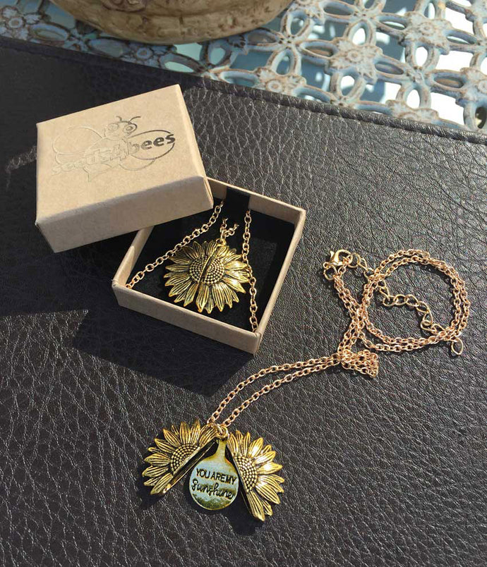 You Are My Sunshine Necklace,vintage Creative Alloy Necklace, Personalized  Openable Sunflower Pendant, Double-sided | Fruugo UK